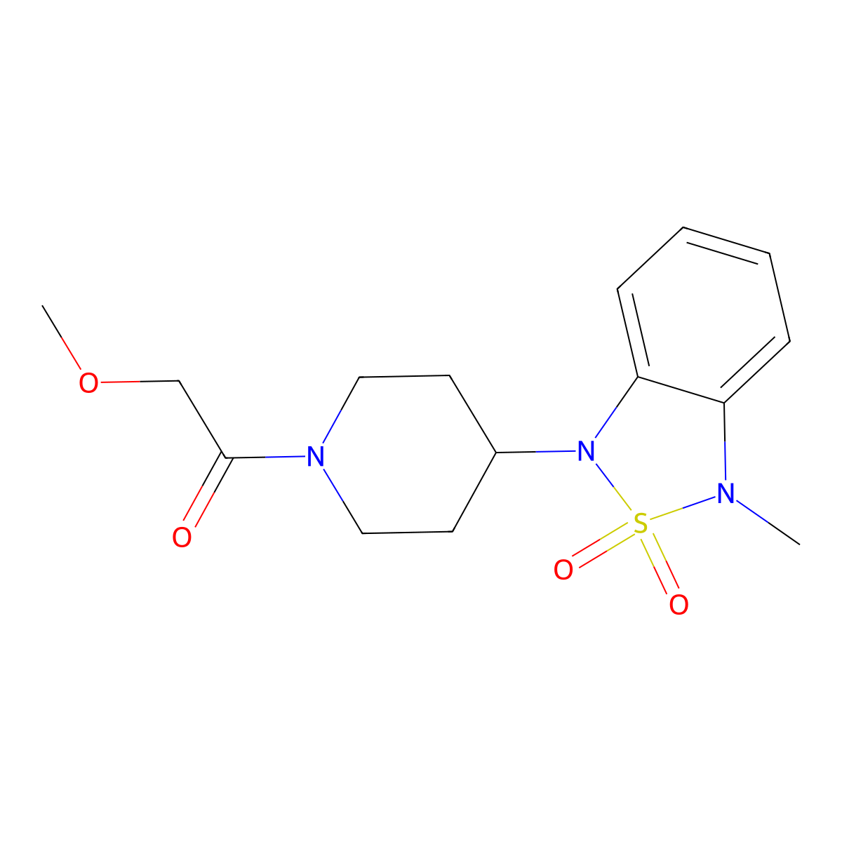 2-methoxy-1-(4-(3-methyl-2,2-dioxidobenzo[c][1,2,5]thiadiazol-1(3H)-yl)piperidin-1-yl)ethanone molecular structure, CAS 2034381-21-8