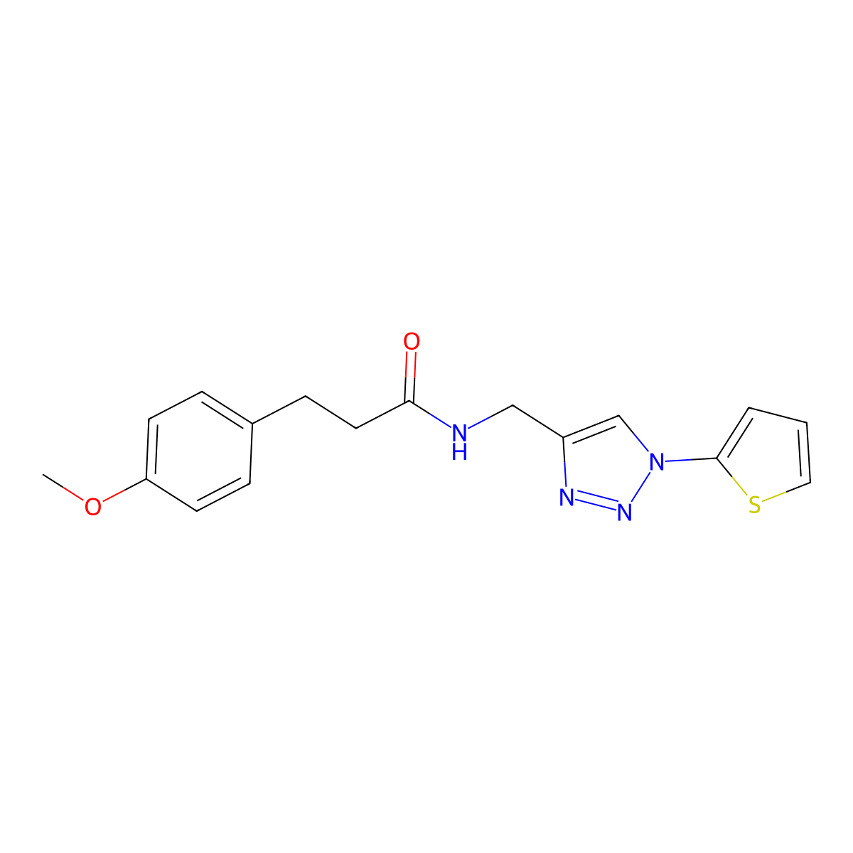 3-(4-methoxyphenyl)-N-{[1-(thiophen-2-yl)-1H-1,2,3-triazol-4-yl]methyl}propanamide molecular structure, CAS 2034381-24-1