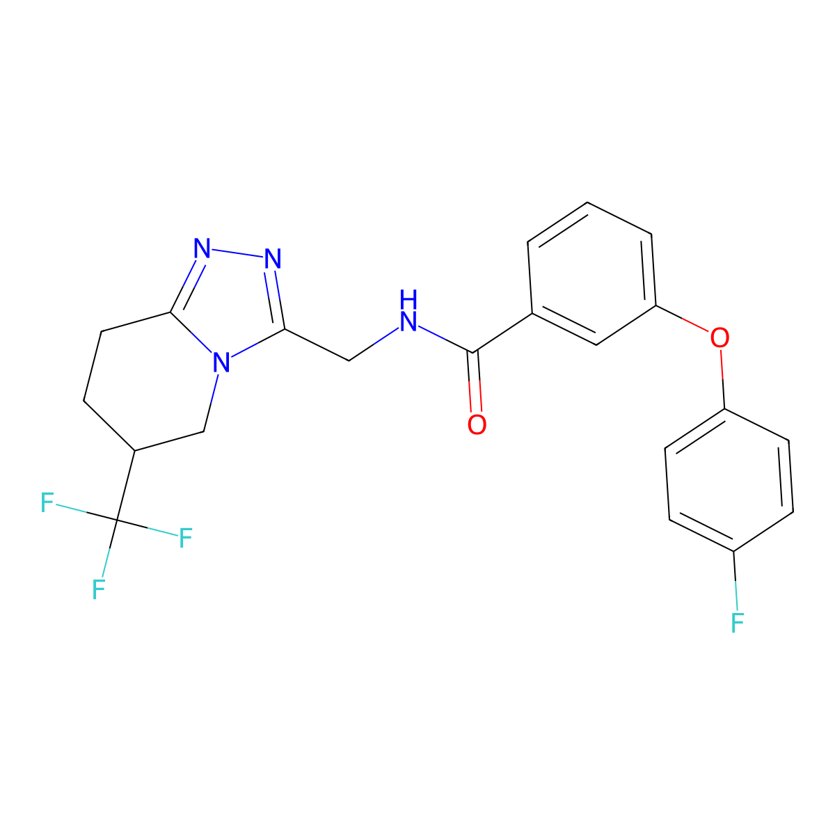 3-(4-fluorophenoxy)-N-((6-(trifluoromethyl)-5,6,7,8-tetrahydro-[1,2,4]triazolo[4,3-a]pyridin-3-yl)methyl)benzamide molecular structure, CAS 2034381-28-5