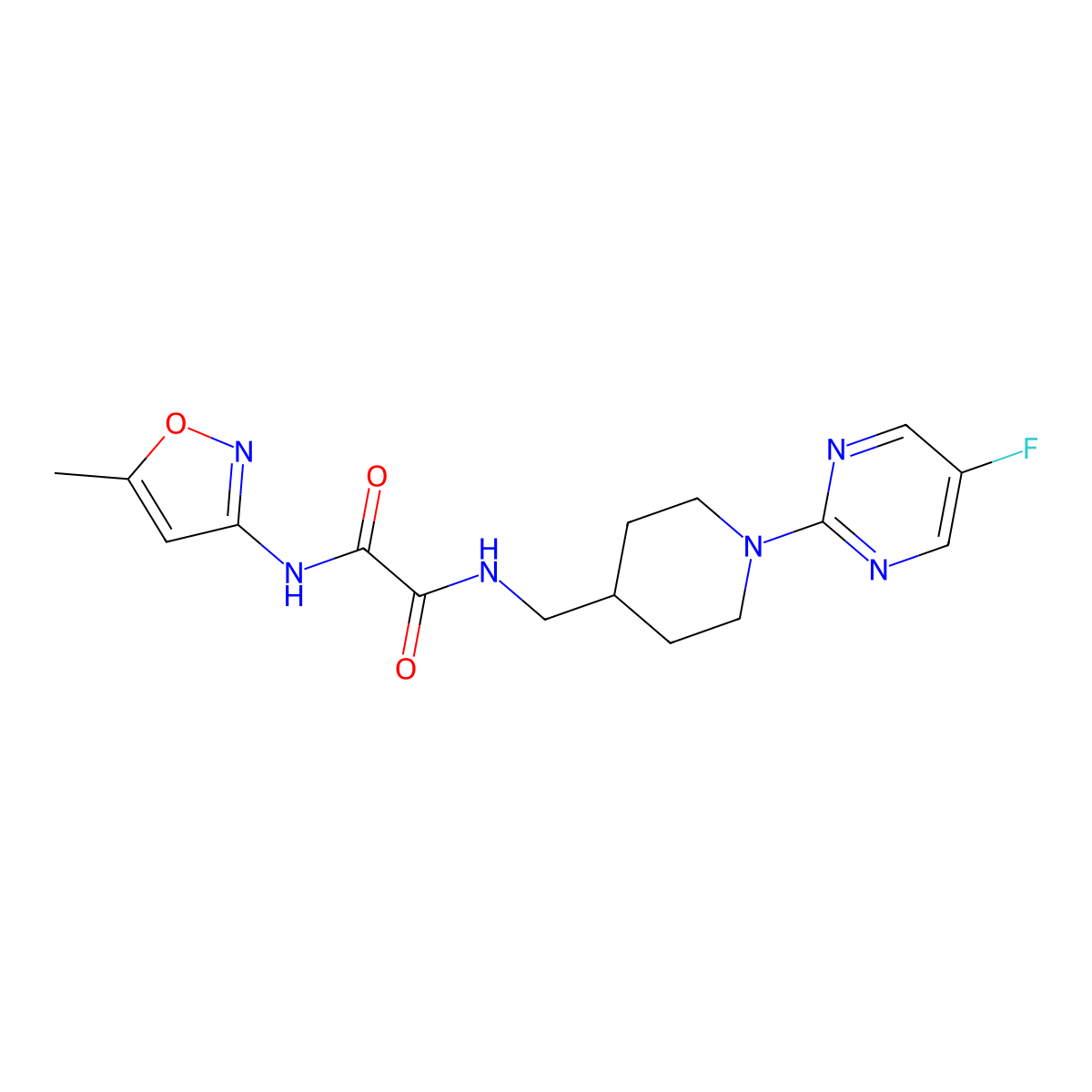 N1-((1-(5-fluoropyrimidin-2-yl)piperidin-4-yl)methyl)-N2-(5-methylisoxazol-3-yl)oxalamide molecular structure, CAS 2034381-29-6