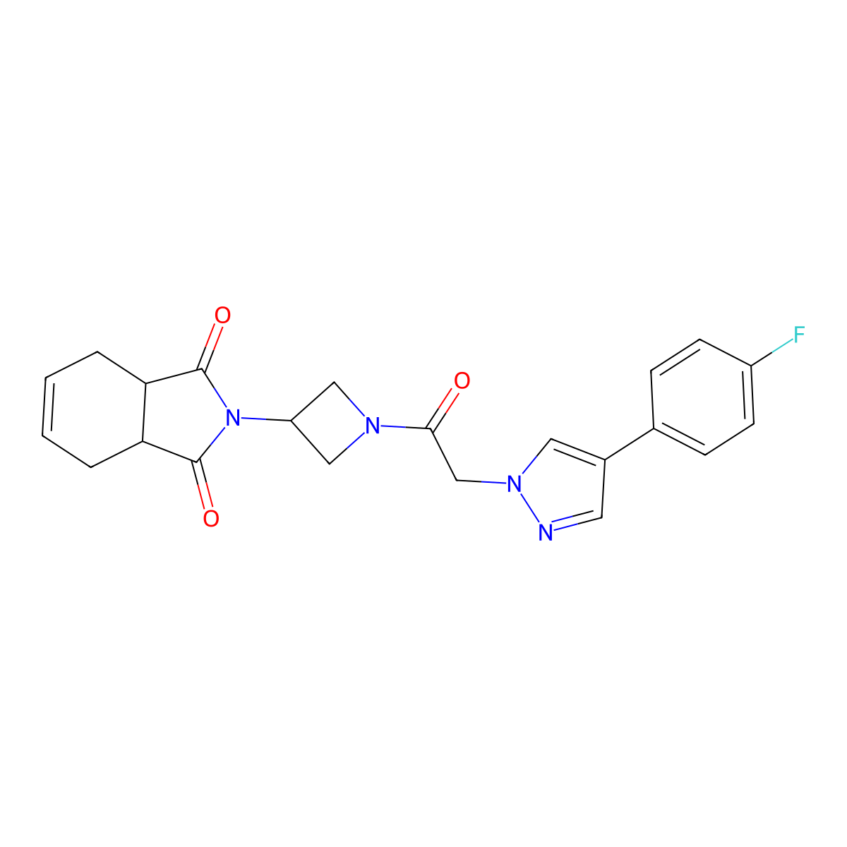 2-(1-(2-(4-(4-fluorophenyl)-1H-pyrazol-1-yl)acetyl)azetidin-3-yl)-3a,4,7,7a-tetrahydro-1H-isoindole-1,3(2H)-dione molecular structure, CAS 2034381-49-0