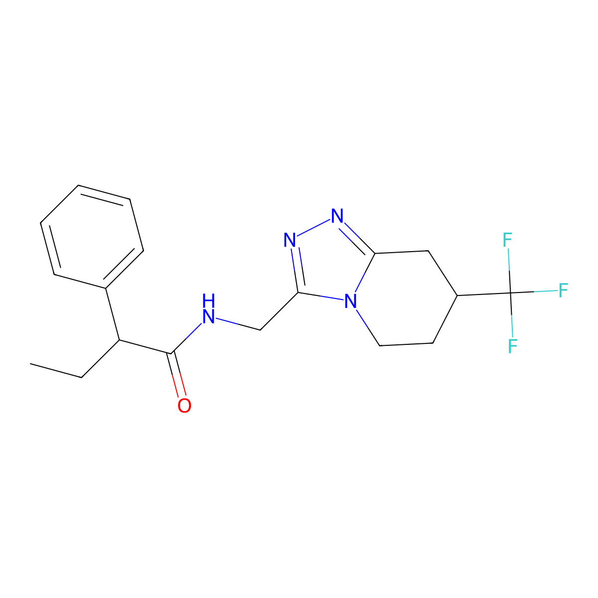2-phenyl-N-((7-(trifluoromethyl)-5,6,7,8-tetrahydro-[1,2,4]triazolo[4,3-a]pyridin-3-yl)methyl)butanamide molecular structure, CAS 2034381-50-3
