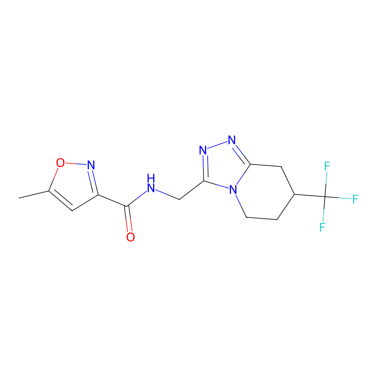 5-methyl-N-((7-(trifluoromethyl)-5,6,7,8-tetrahydro-[1,2,4]triazolo[4,3-a]pyridin-3-yl)methyl)isoxazole-3-carboxamide molecular structure, CAS 2034381-56-9