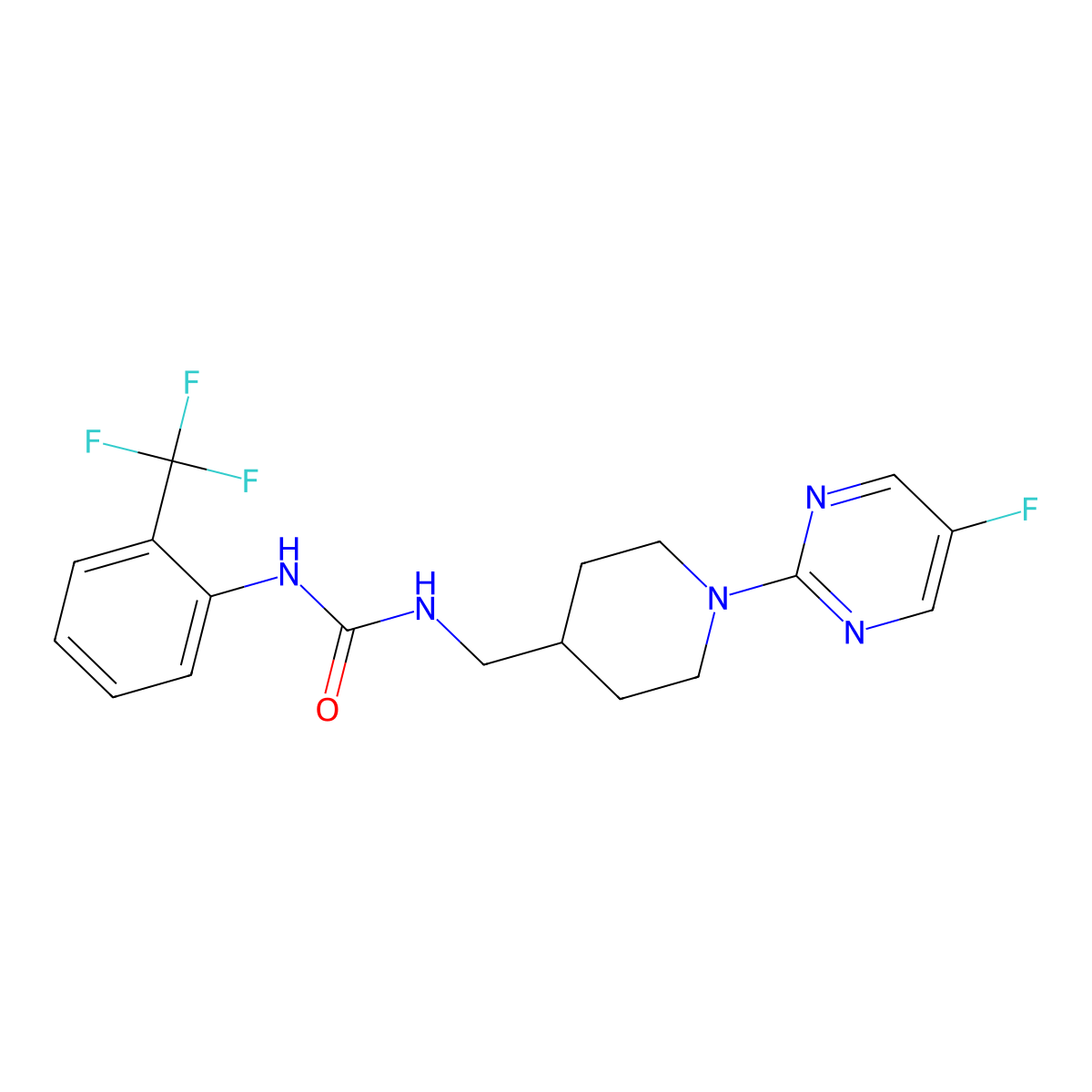 1-((1-(5-Fluoropyrimidin-2-yl)piperidin-4-yl)methyl)-3-(2-(trifluoromethyl)phenyl)urea molecular structure, CAS 2034381-58-1