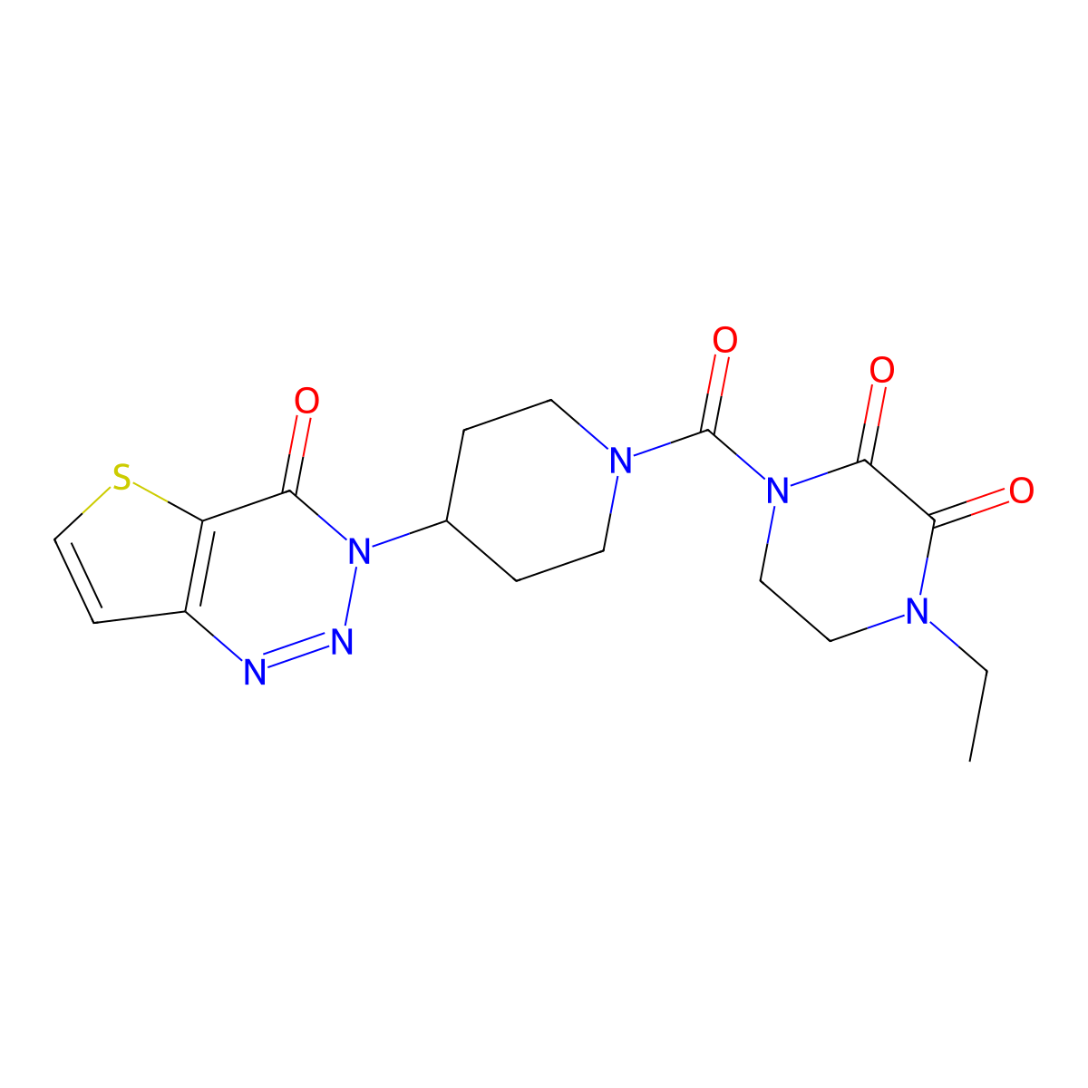 1-ethyl-4-(4-(4-oxothieno[3,2-d][1,2,3]triazin-3(4H)-yl)piperidine-1-carbonyl)piperazine-2,3-dione molecular structure, CAS 2034381-60-5