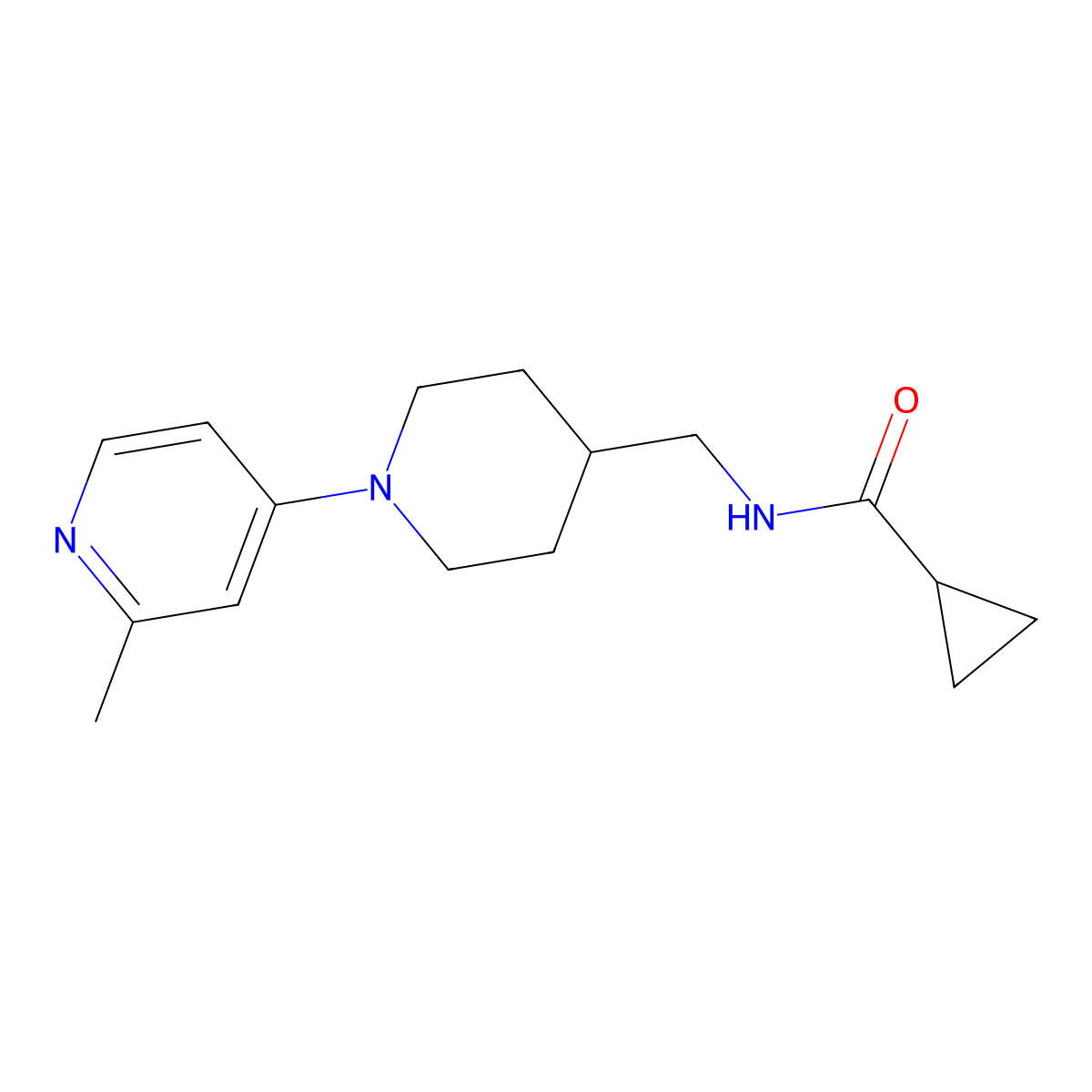 N-{[1-(2-methylpyridin-4-yl)piperidin-4-yl]methyl}cyclopropanecarboxamide molecular structure, CAS 2034381-63-8