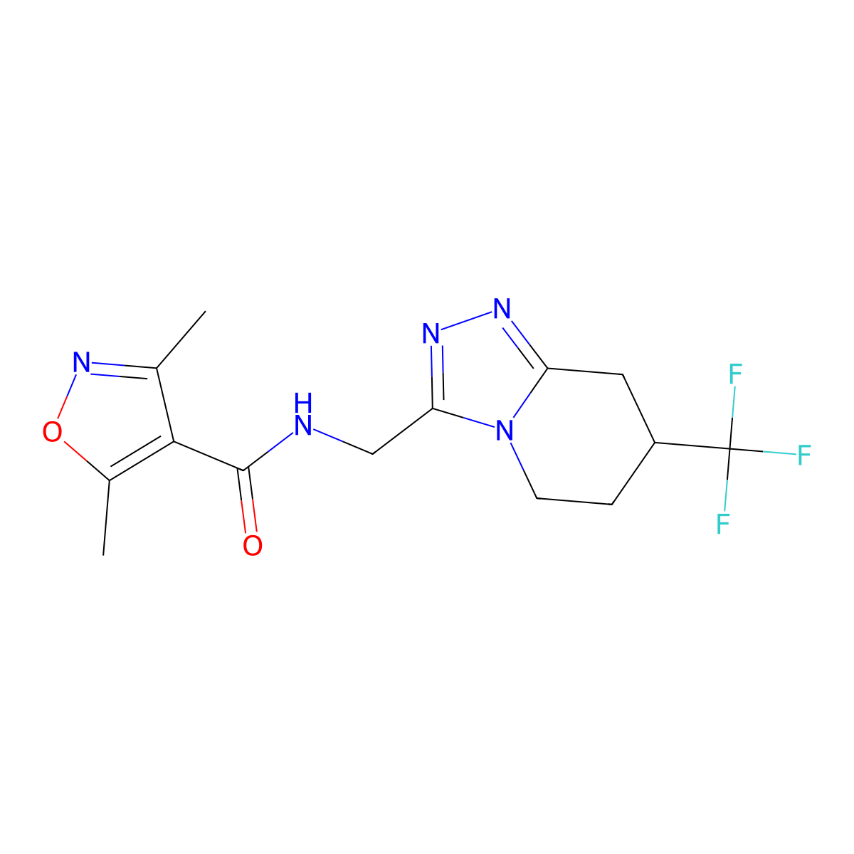 3,5-dimethyl-N-((7-(trifluoromethyl)-5,6,7,8-tetrahydro-[1,2,4]triazolo[4,3-a]pyridin-3-yl)methyl)isoxazole-4-carboxamide molecular structure, CAS 2034381-65-0