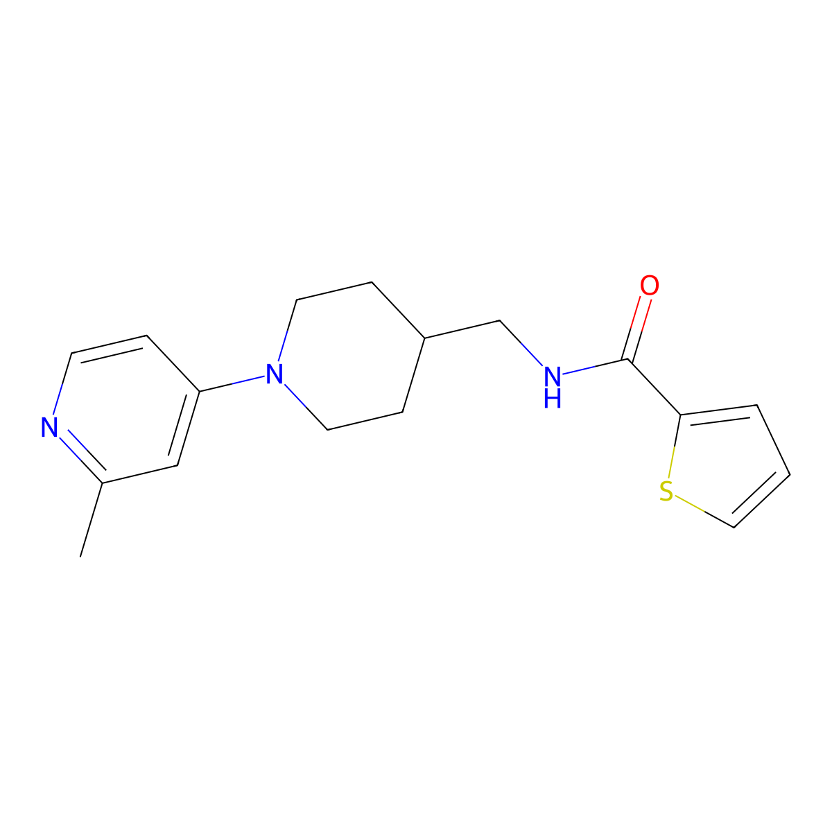 N-((1-(2-methylpyridin-4-yl)piperidin-4-yl)methyl)thiophene-2-carboxamide molecular structure, CAS 2034381-69-4