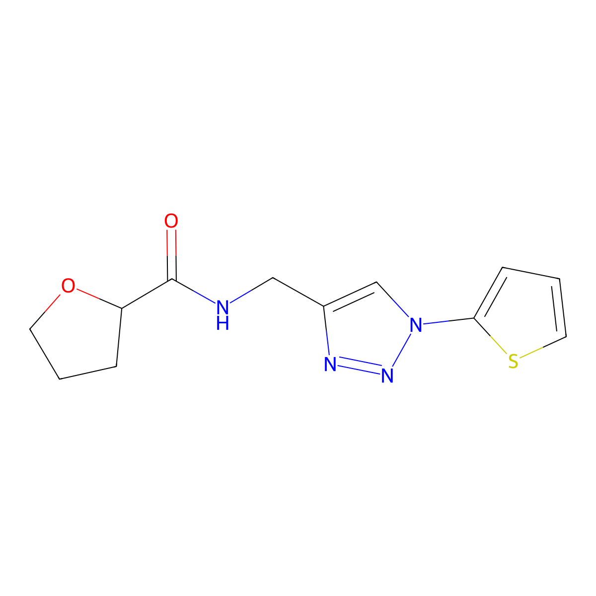 N-((1-(thiophen-2-yl)-1H-1,2,3-triazol-4-yl)methyl)tetrahydrofuran-2-carboxamide molecular structure, CAS 2034381-70-7
