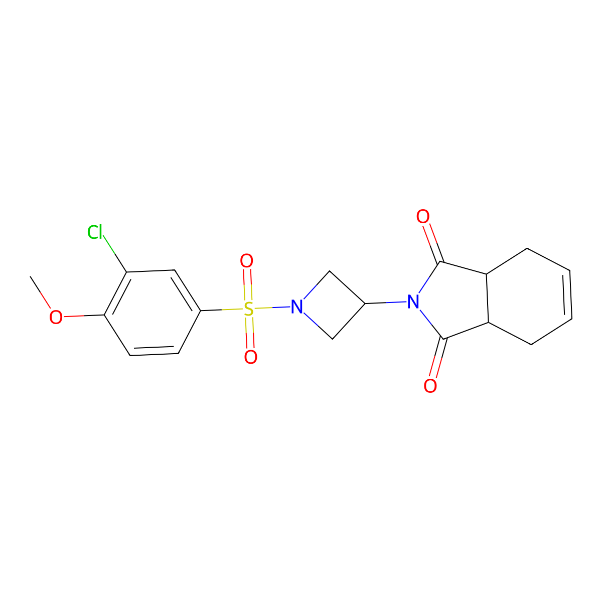 2-(1-((3-chloro-4-methoxyphenyl)sulfonyl)azetidin-3-yl)-3a,4,7,7a-tetrahydro-1H-isoindole-1,3(2H)-dione molecular structure, CAS 2034381-77-4