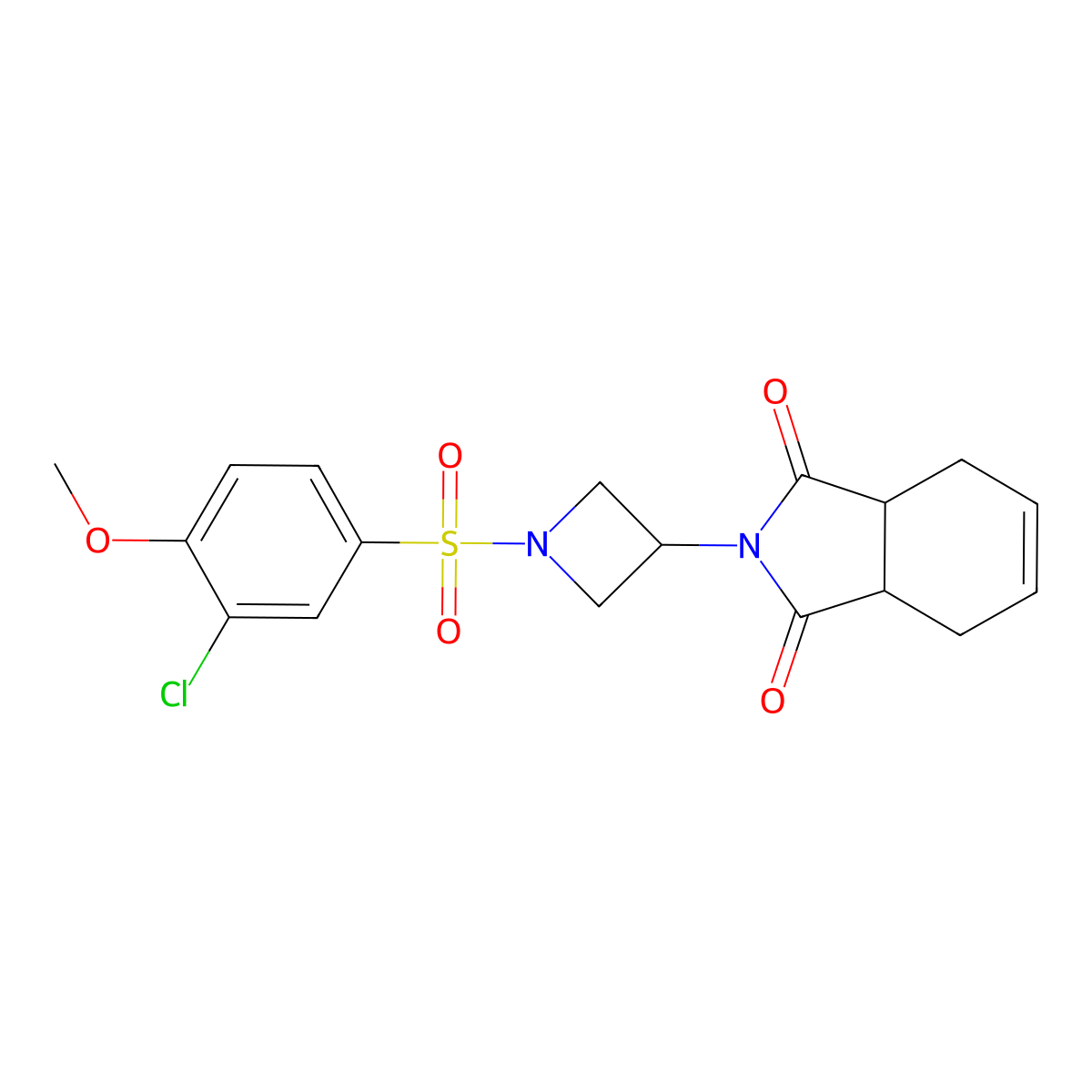 2-(1-((3-chloro-4-methoxyphenyl)sulfonyl)azetidin-3-yl)-3a,4,7,7a-tetrahydro-1H-isoindole-1,3(2H)-dione molecular structure, CAS 2034381-77-4