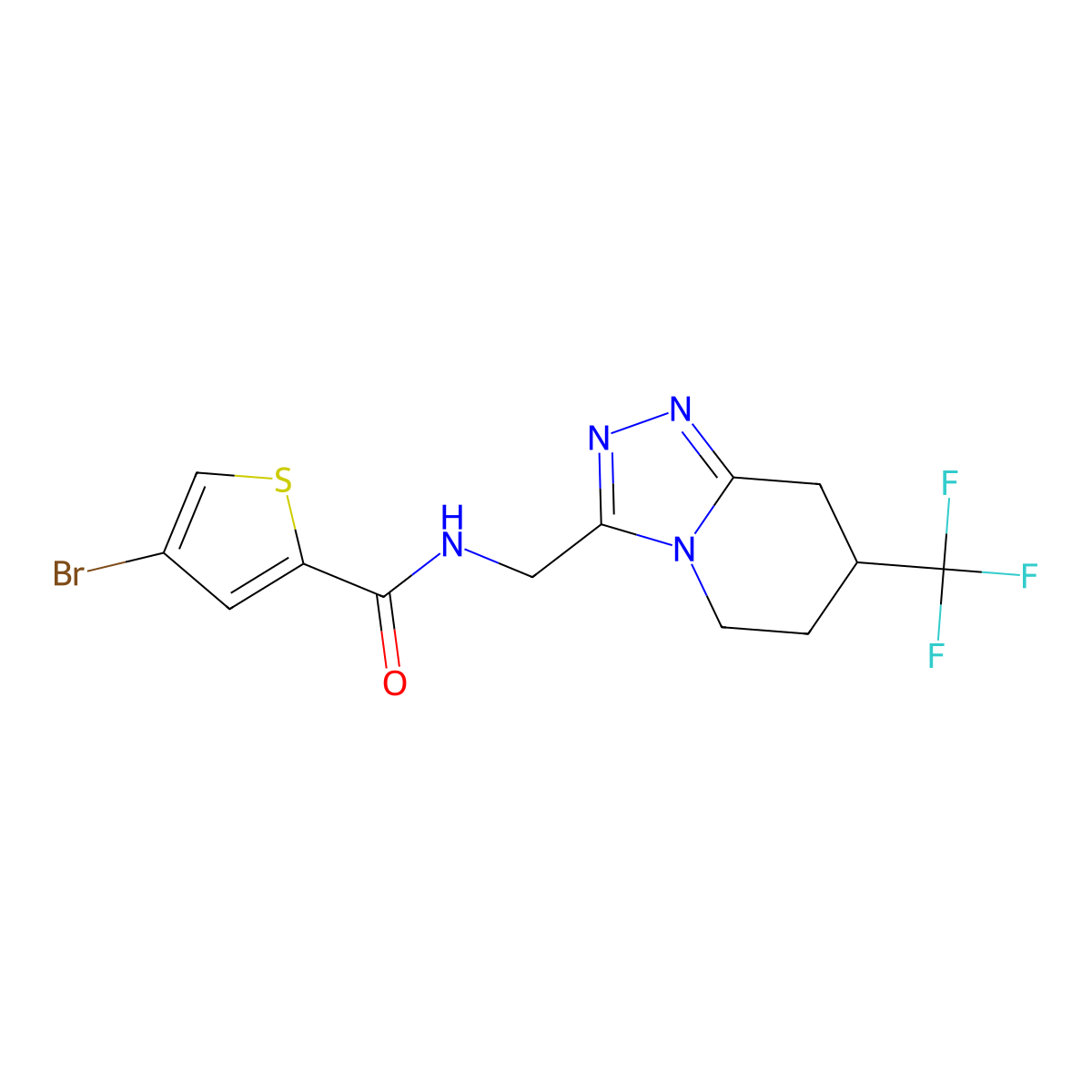 4-bromo-N-((7-(trifluoromethyl)-5,6,7,8-tetrahydro-[1,2,4]triazolo[4,3-a]pyridin-3-yl)methyl)thiophene-2-carboxamide molecular structure, CAS 2034381-78-5