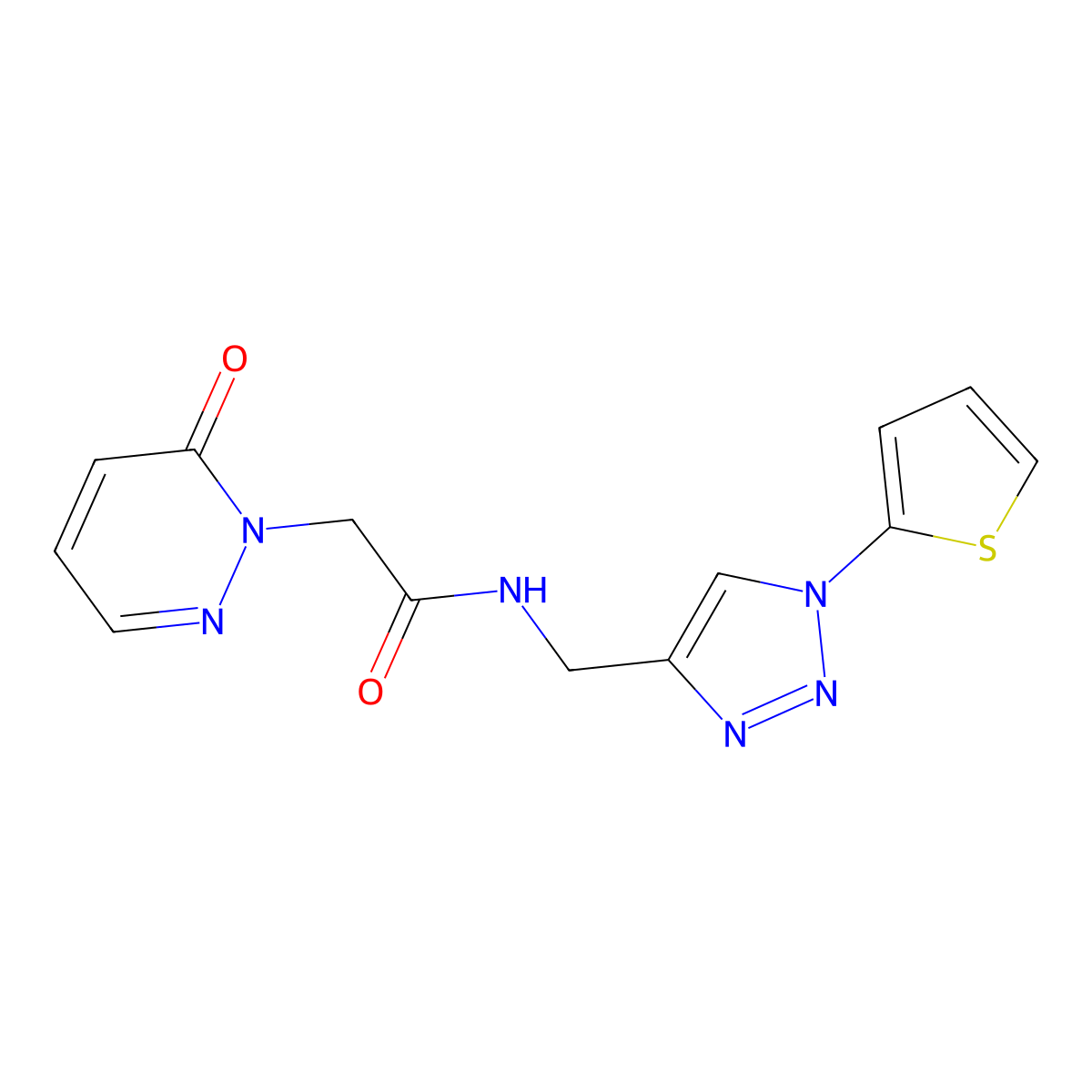 2-(6-oxopyridazin-1(6H)-yl)-N-((1-(thiophen-2-yl)-1H-1,2,3-triazol-4-yl)methyl)acetamide molecular structure, CAS 2034381-85-4