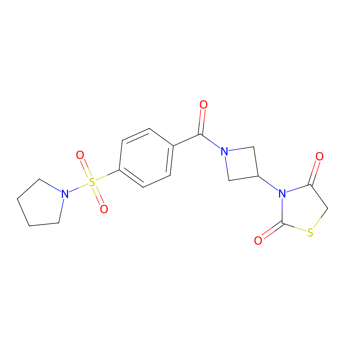 3-(1-(4-(Pyrrolidin-1-ylsulfonyl)benzoyl)azetidin-3-yl)thiazolidine-2,4-dione molecular structure, CAS 2034381-94-5