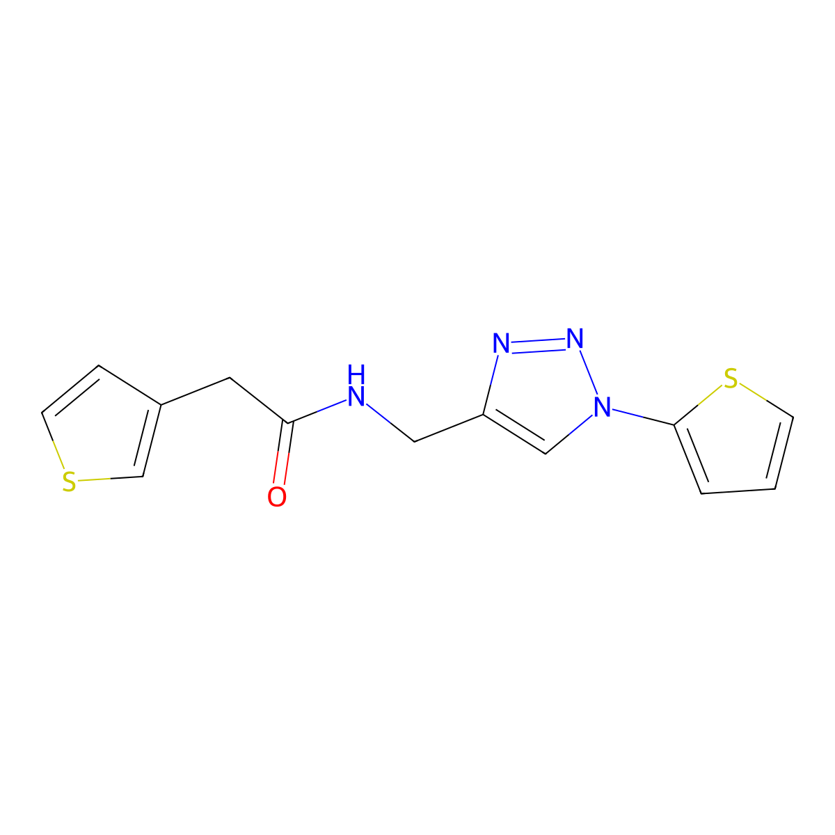 N-((1-(thiophen-2-yl)-1H-1,2,3-triazol-4-yl)methyl)-2-(thiophen-3-yl)acetamide molecular structure, CAS 2034382-05-1