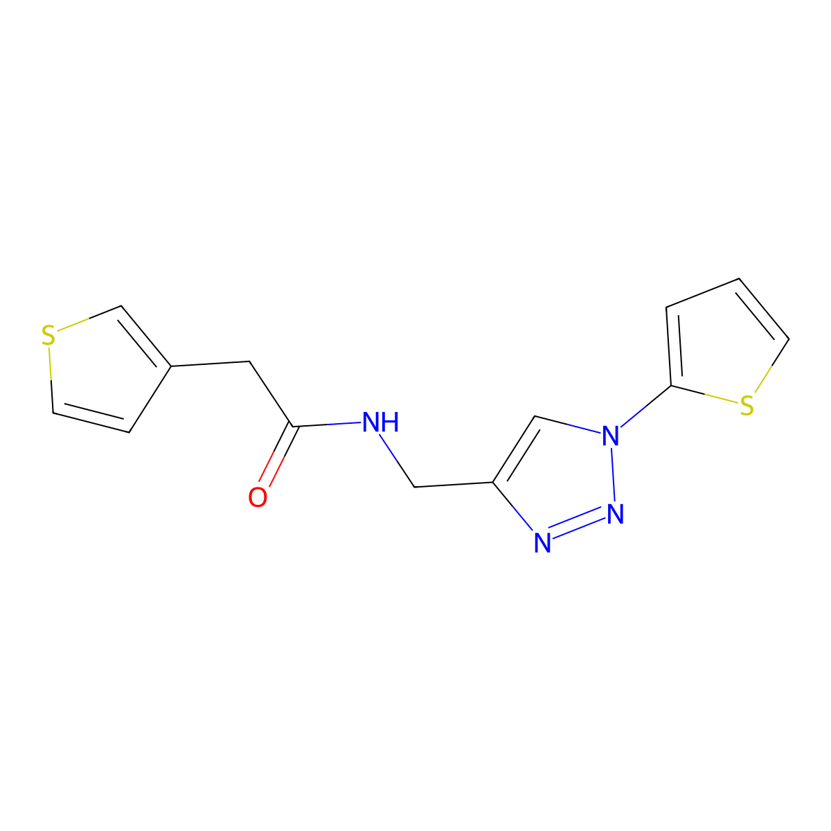 N-((1-(thiophen-2-yl)-1H-1,2,3-triazol-4-yl)methyl)-2-(thiophen-3-yl)acetamide molecular structure, CAS 2034382-05-1