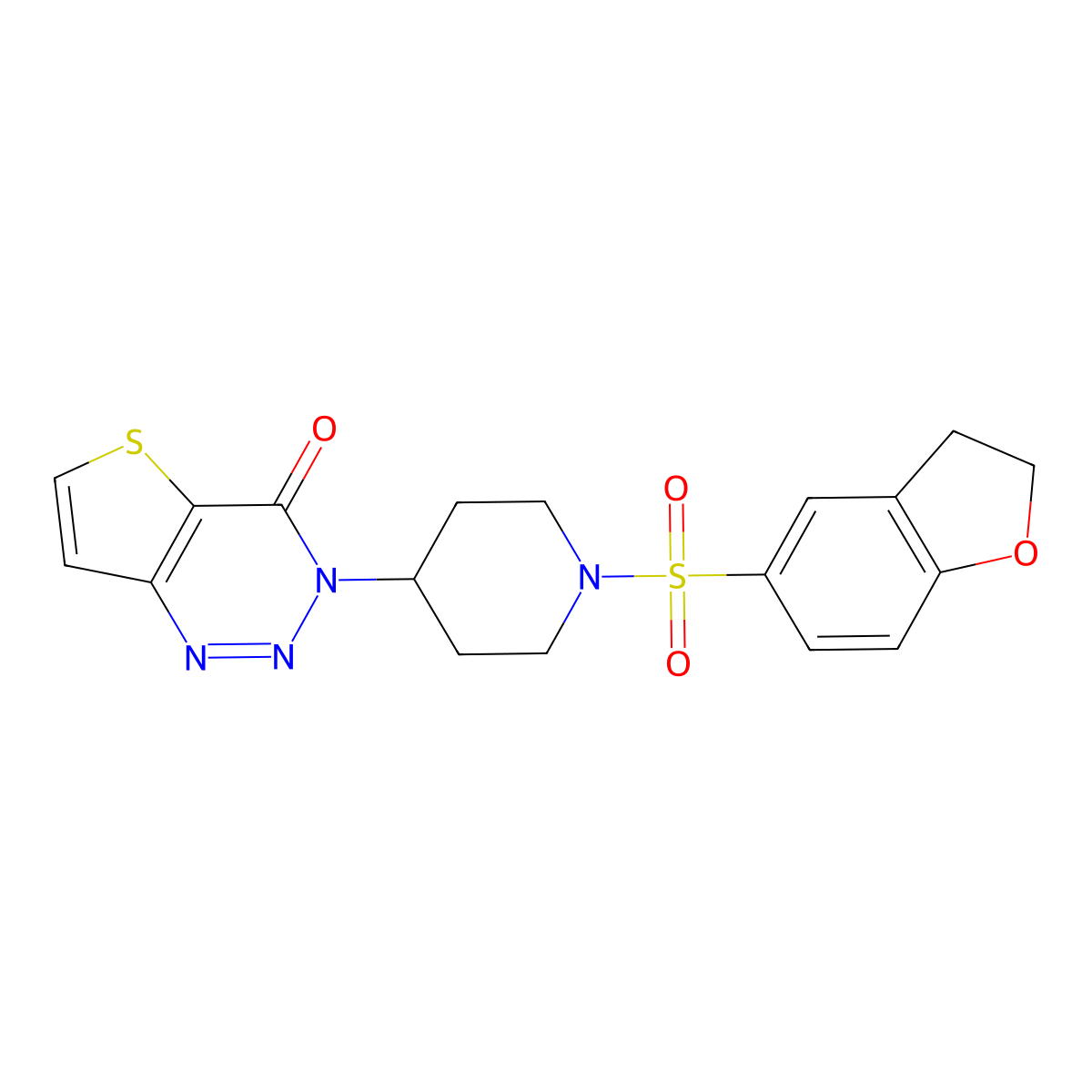 3-(1-((2,3-dihydrobenzofuran-5-yl)sulfonyl)piperidin-4-yl)thieno[3,2-d][1,2,3]triazin-4(3H)-one molecular structure, CAS 2034382-07-3