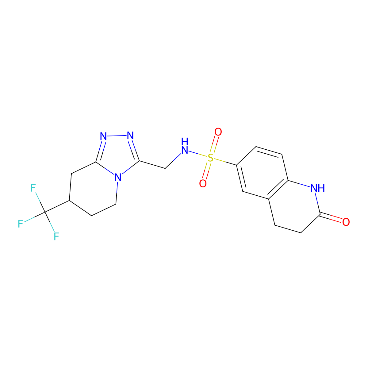2-oxo-N-((7-(trifluoromethyl)-5,6,7,8-tetrahydro-[1,2,4]triazolo[4,3-a]pyridin-3-yl)methyl)-1,2,3,4-tetrahydroquinoline-6-sulfonamide molecular structure, CAS 2034382-13-1