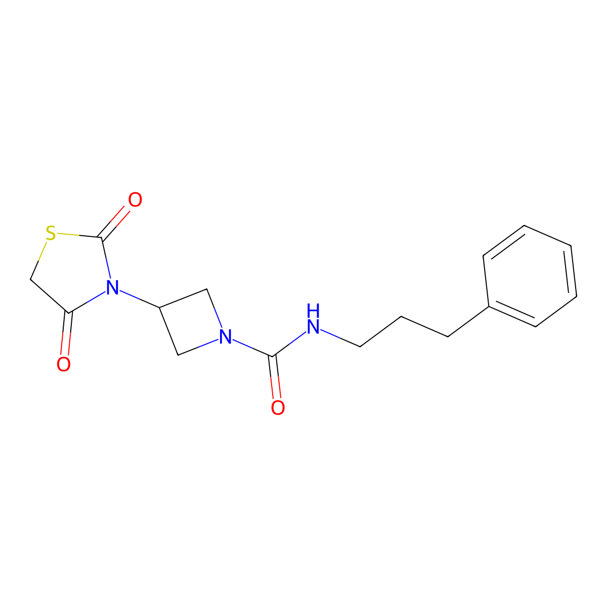 3-(2,4-dioxothiazolidin-3-yl)-N-(3-phenylpropyl)azetidine-1-carboxamide molecular structure, CAS 2034382-20-0