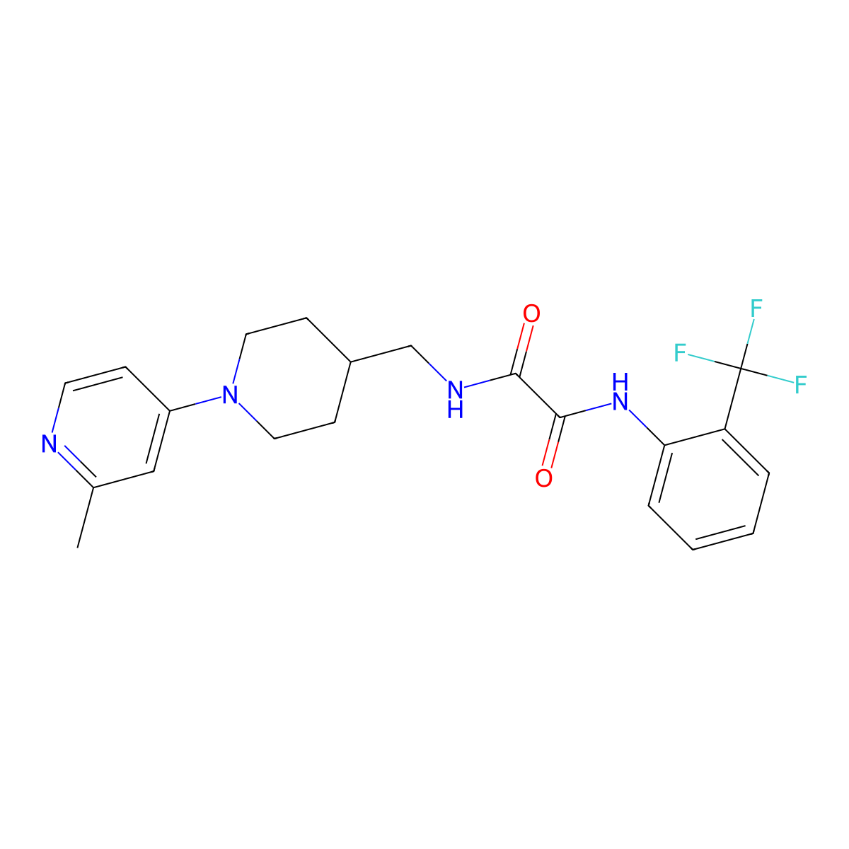 N1-((1-(2-methylpyridin-4-yl)piperidin-4-yl)methyl)-N2-(2-(trifluoromethyl)phenyl)oxalamide molecular structure, CAS 2034382-28-8