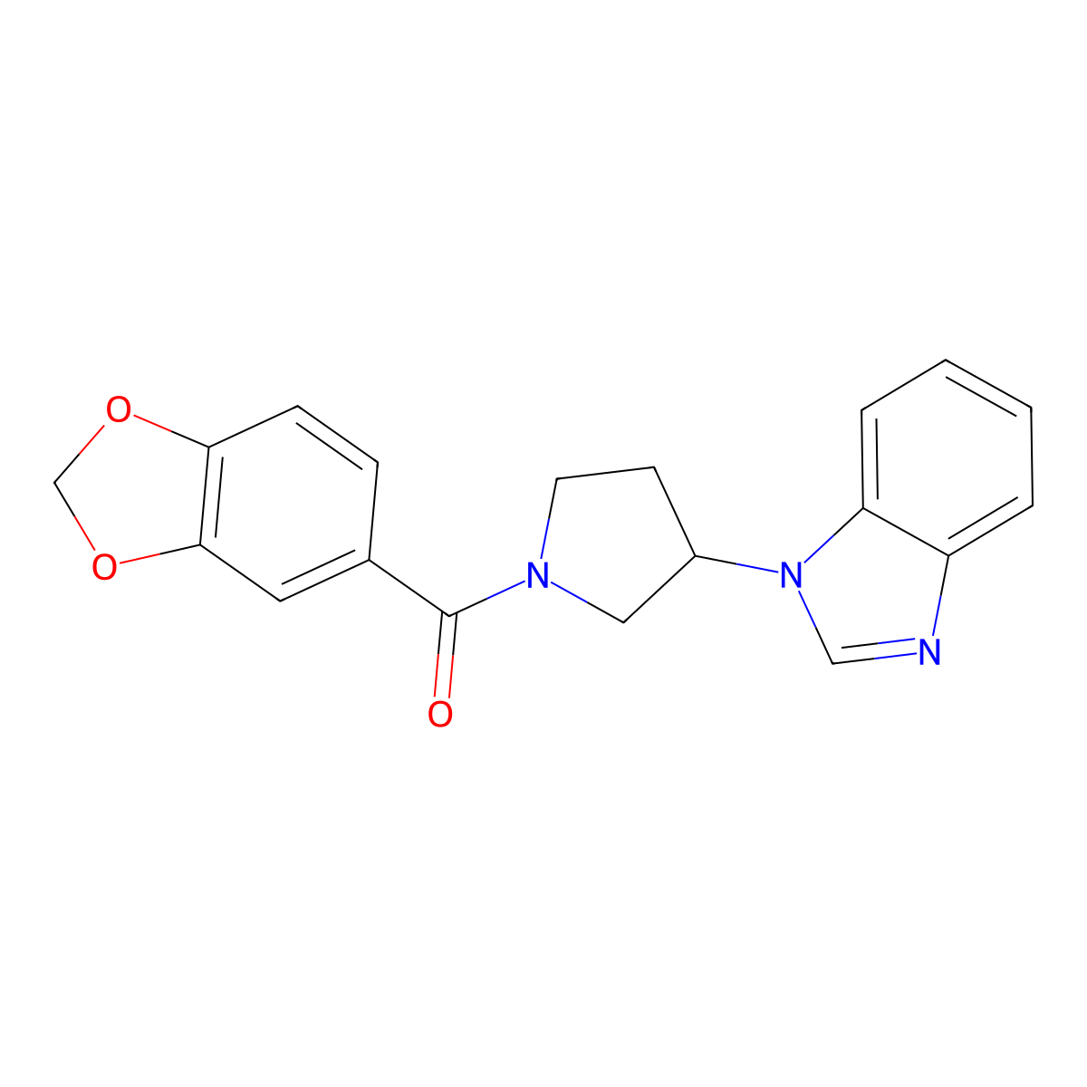 (3-(1H-benzo[d]imidazol-1-yl)pyrrolidin-1-yl)(benzo[d][1,3]dioxol-5-yl)methanone molecular structure, CAS 2034382-29-9