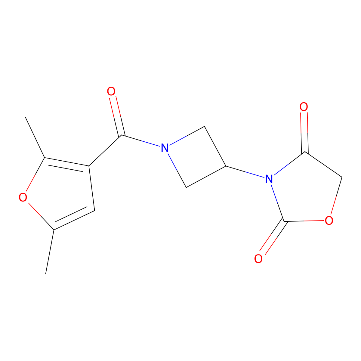 3-(1-(2,5-Dimethylfuran-3-carbonyl)azetidin-3-yl)oxazolidine-2,4-dione molecular structure, CAS 2034382-30-2