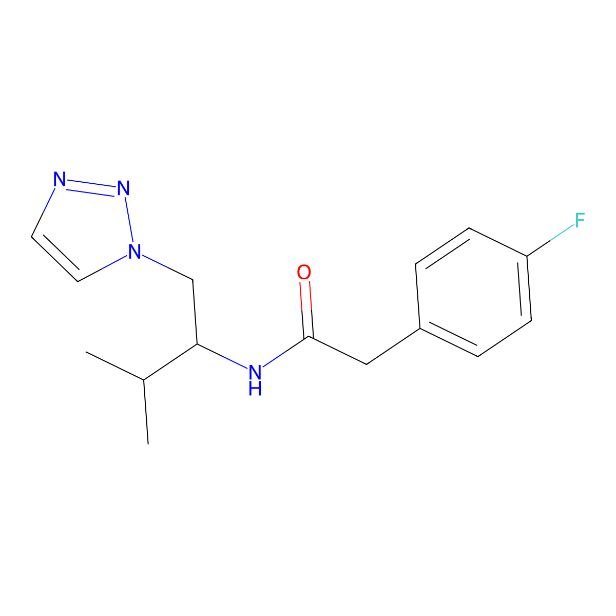 2-(4-fluorophenyl)-N-(3-methyl-1-(1H-1,2,3-triazol-1-yl)butan-2-yl)acetamide molecular structure, CAS 2034382-32-4