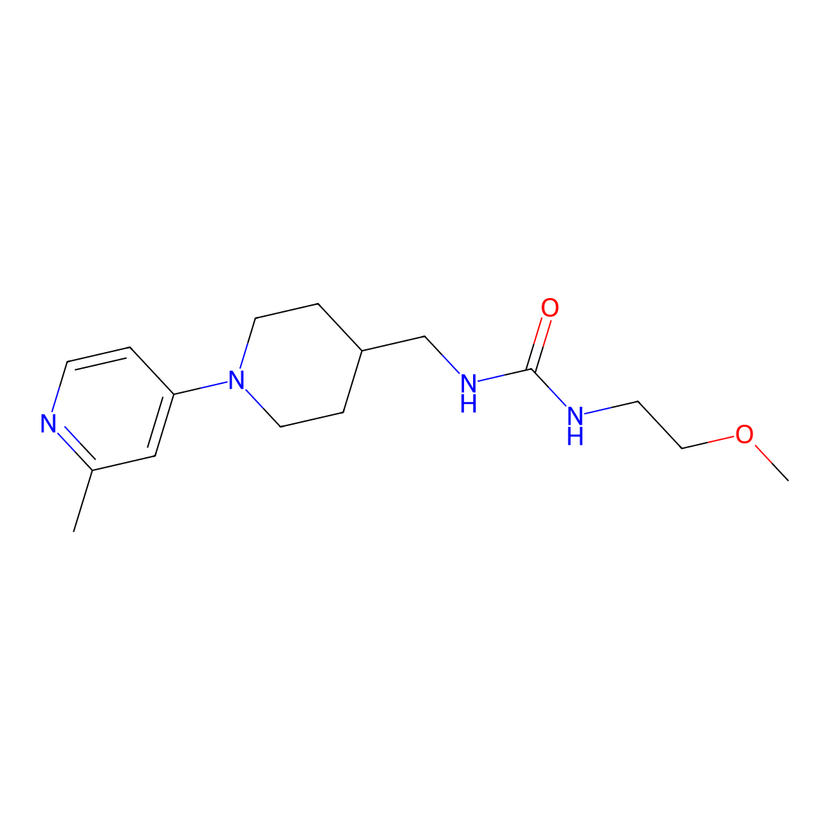 1-(2-Methoxyethyl)-3-((1-(2-methylpyridin-4-yl)piperidin-4-yl)methyl)urea molecular structure, CAS 2034382-36-8