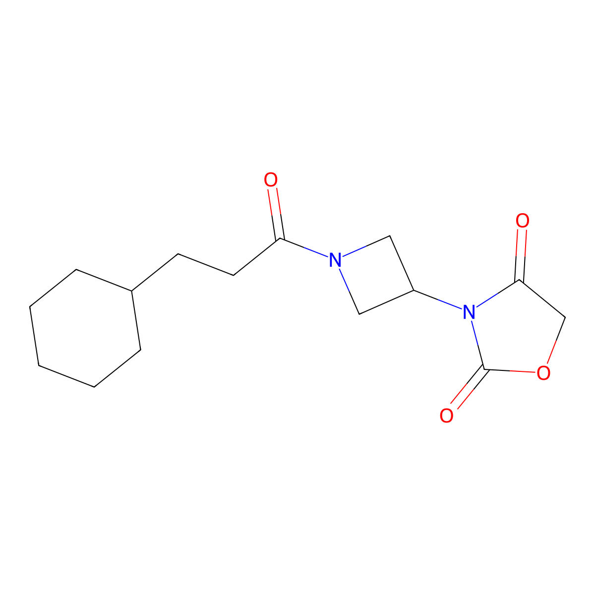 3-(1-(3-Cyclohexylpropanoyl)azetidin-3-yl)oxazolidine-2,4-dione molecular structure, CAS 2034382-37-9