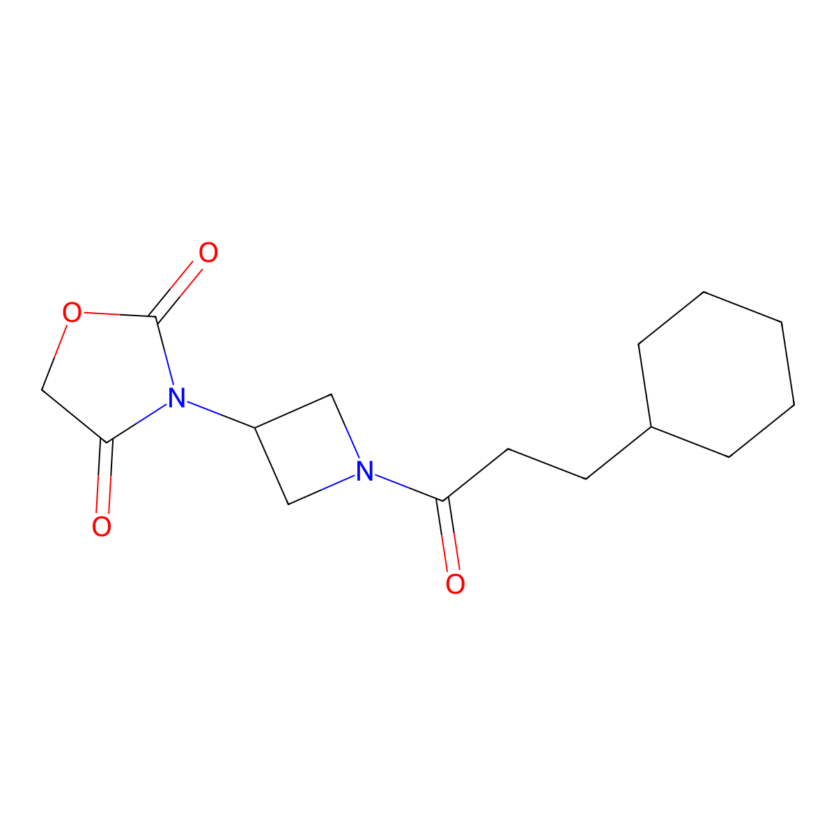 3-(1-(3-Cyclohexylpropanoyl)azetidin-3-yl)oxazolidine-2,4-dione molecular structure, CAS 2034382-37-9
