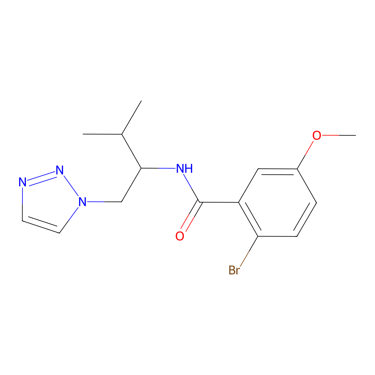 2-bromo-5-methoxy-N-[3-methyl-1-(1H-1,2,3-triazol-1-yl)butan-2-yl]benzamide molecular structure, CAS 2034382-41-5