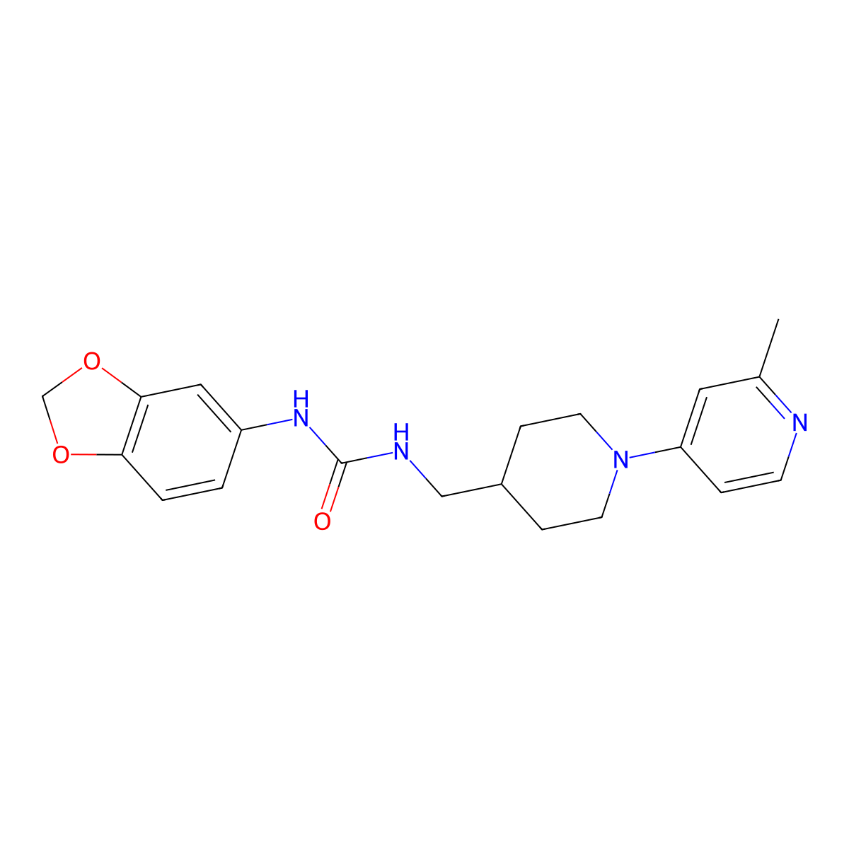 1-(Benzo[d][1,3]dioxol-5-yl)-3-((1-(2-methylpyridin-4-yl)piperidin-4-yl)methyl)urea molecular structure, CAS 2034382-43-7