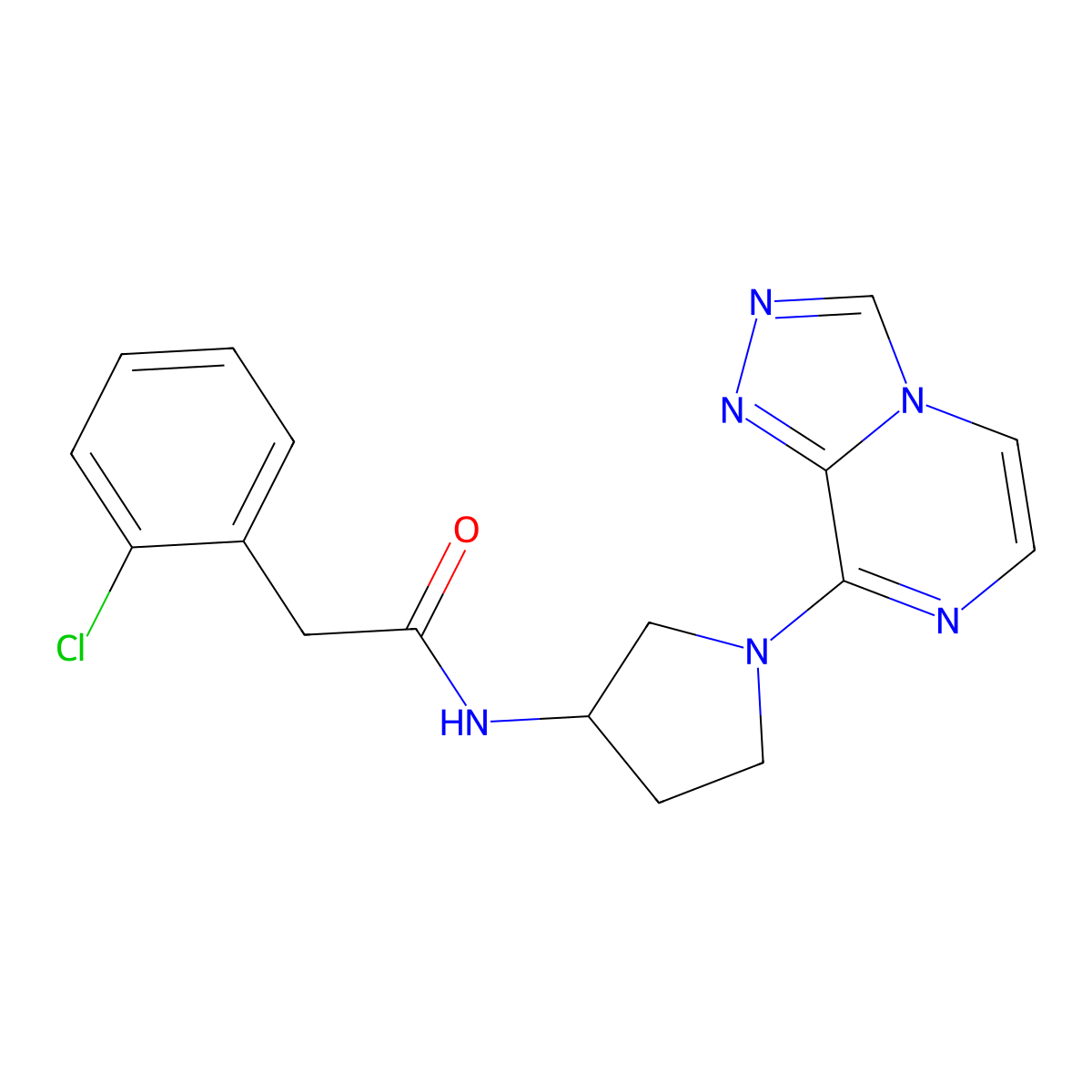 N-(1-([1,2,4]triazolo[4,3-a]pyrazin-8-yl)pyrrolidin-3-yl)-2-(2-chlorophenyl)acetamide molecular structure, CAS 2034382-67-5