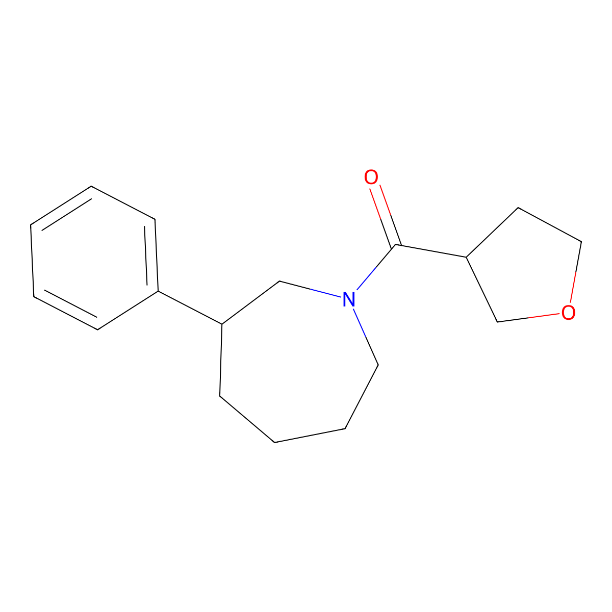 (3-Phenylazepan-1-yl)(tetrahydrofuran-3-yl)methanone molecular structure, CAS 2034382-85-7