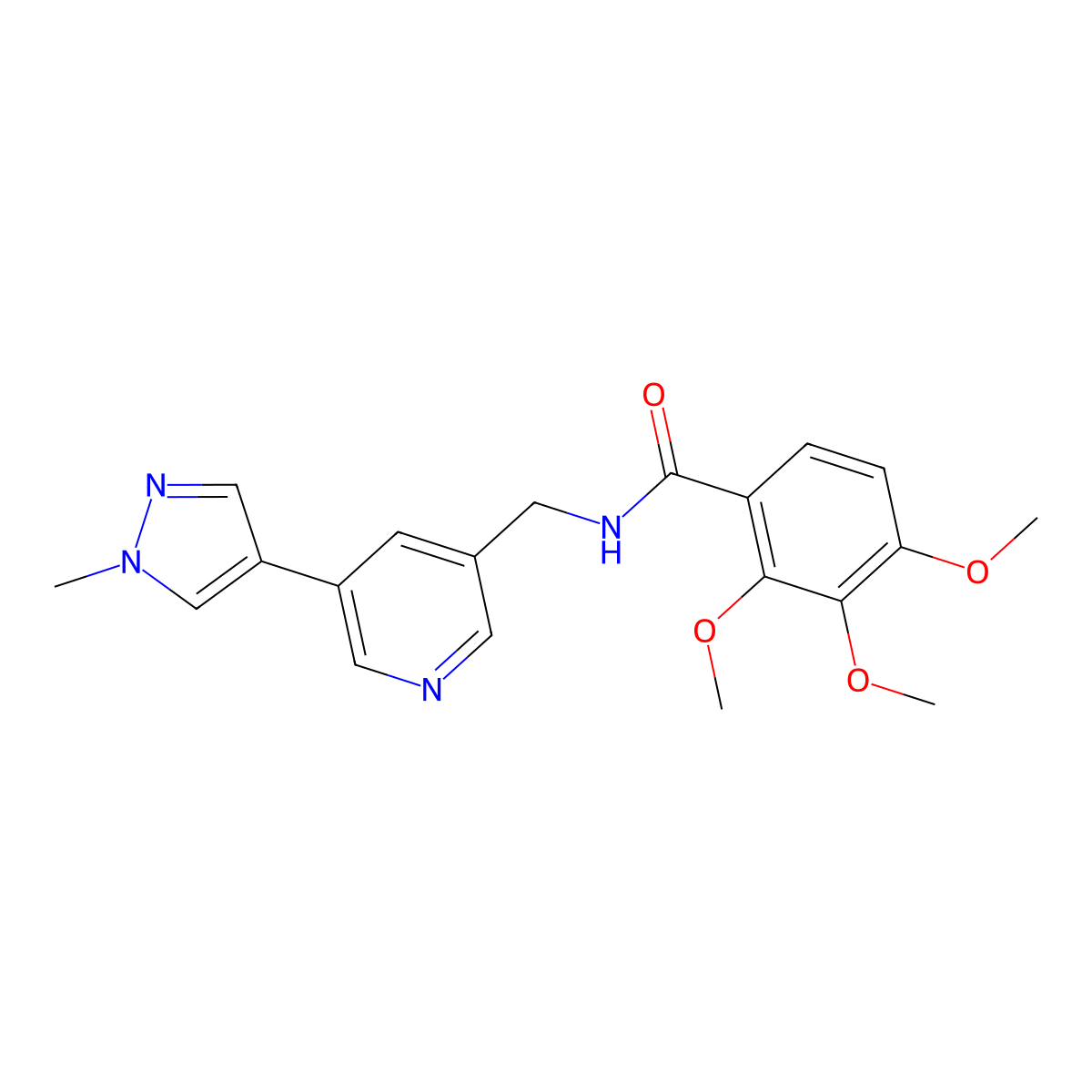 2,3,4-trimethoxy-N-{[5-(1-methyl-1H-pyrazol-4-yl)pyridin-3-yl]methyl}benzamide molecular structure, CAS 2034382-86-8