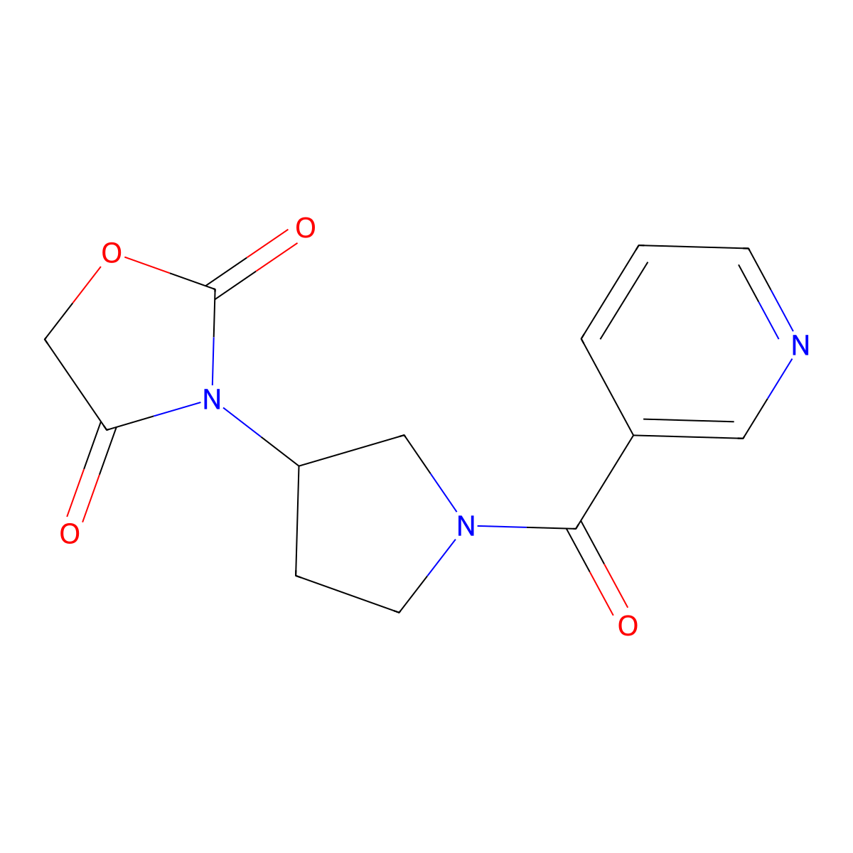 3-(1-Nicotinoylpyrrolidin-3-yl)oxazolidine-2,4-dione molecular structure, CAS 2034383-08-7