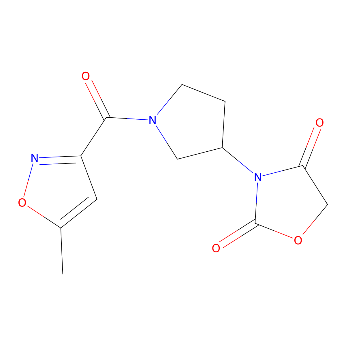 3-(1-(5-Methylisoxazole-3-carbonyl)pyrrolidin-3-yl)oxazolidine-2,4-dione molecular structure, CAS 2034383-14-5