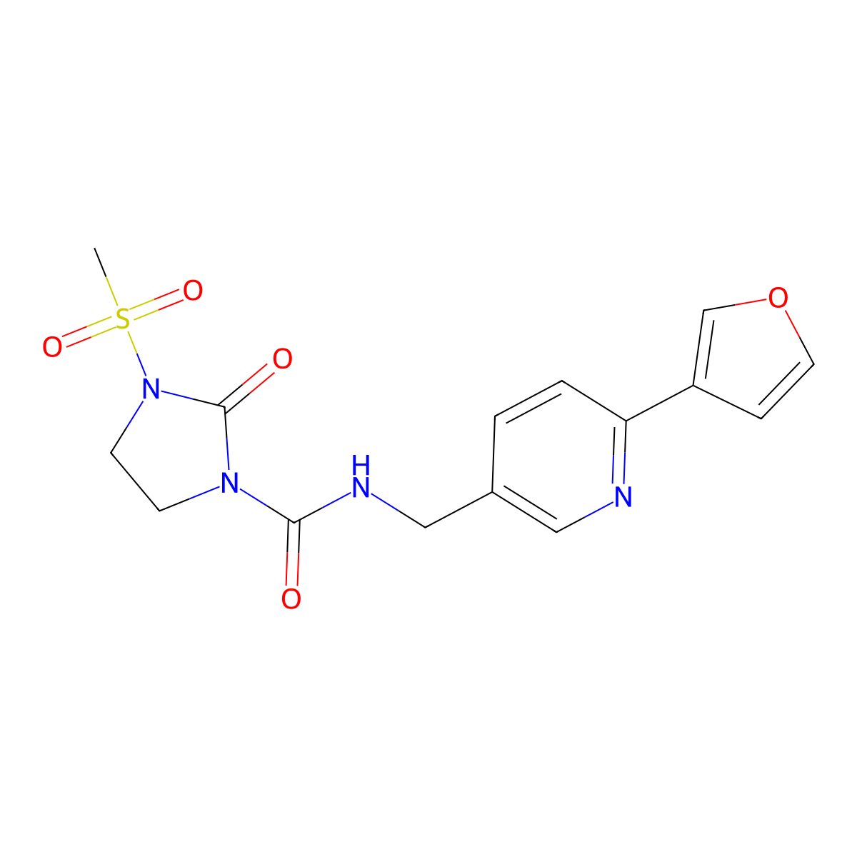 N-((6-(furan-3-yl)pyridin-3-yl)methyl)-3-(methylsulfonyl)-2-oxoimidazolidine-1-carboxamide molecular structure, CAS 2034383-15-6