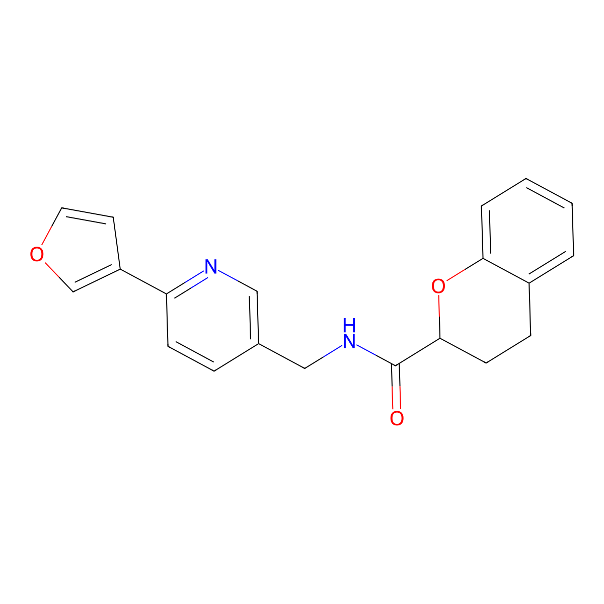 N-((6-(furan-3-yl)pyridin-3-yl)methyl)chroman-2-carboxamide molecular structure, CAS 2034383-22-5
