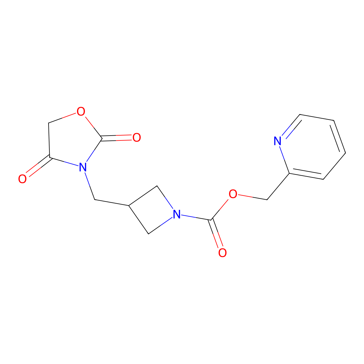 Pyridin-2-ylmethyl 3-((2,4-dioxooxazolidin-3-yl)methyl)azetidine-1-carboxylate molecular structure, CAS 2034383-26-9