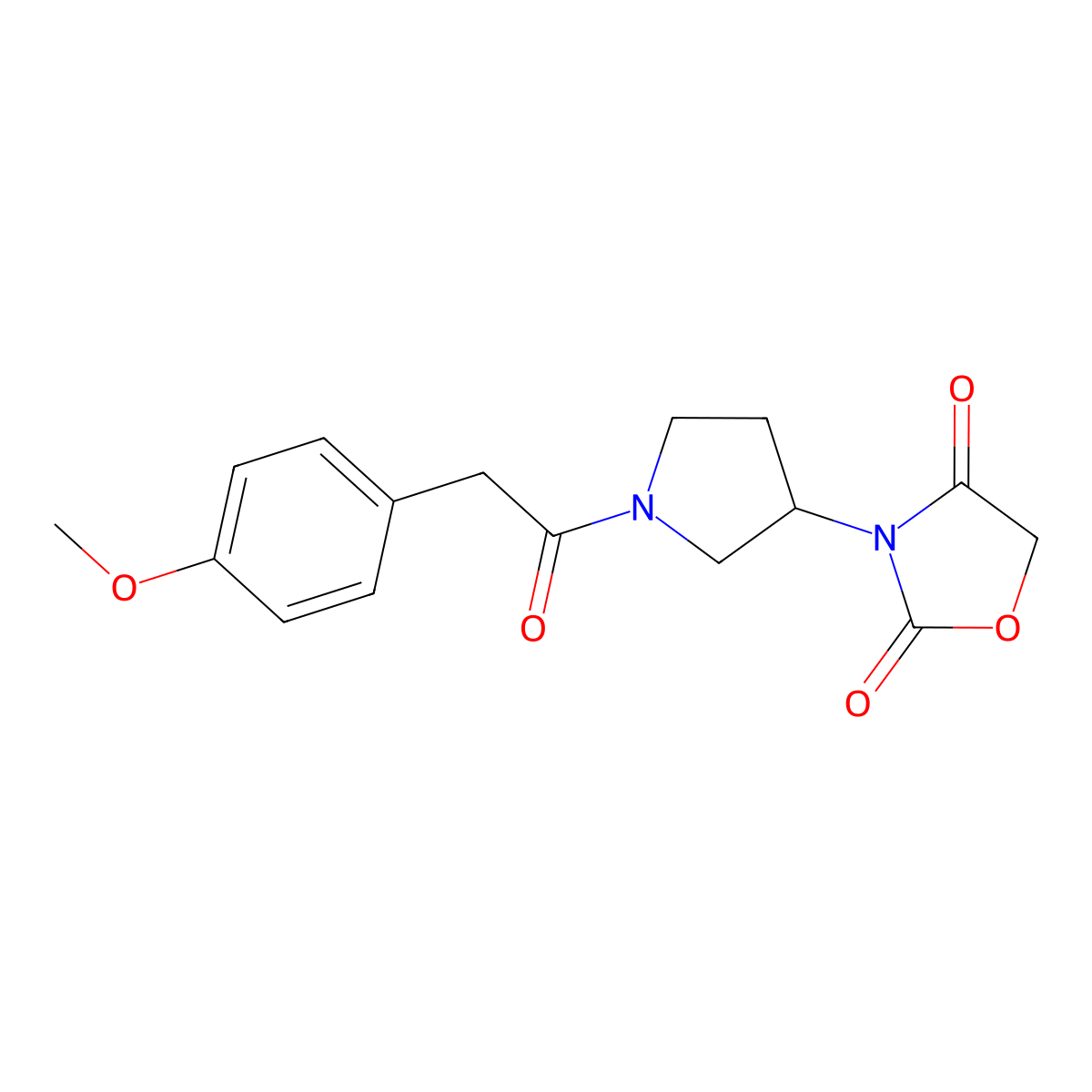 3-(1-(2-(4-Methoxyphenyl)acetyl)pyrrolidin-3-yl)oxazolidine-2,4-dione molecular structure, CAS 2034383-30-5