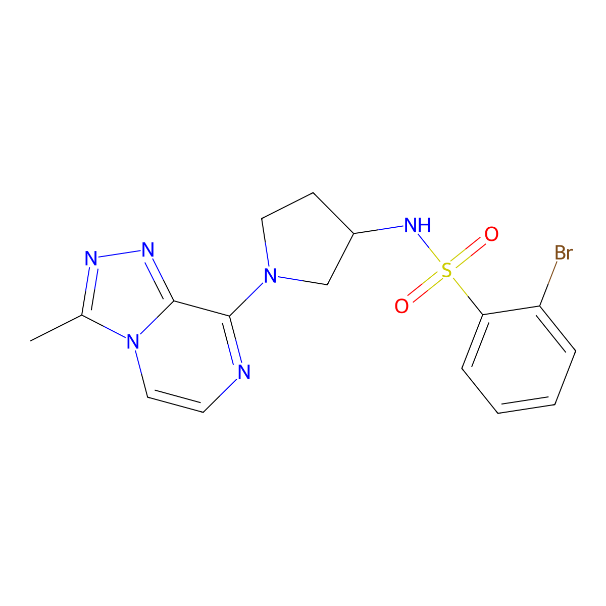 2-bromo-N-(1-(3-methyl-[1,2,4]triazolo[4,3-a]pyrazin-8-yl)pyrrolidin-3-yl)benzenesulfonamide molecular structure, CAS 2034383-33-8