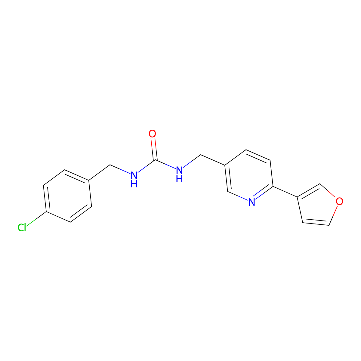 1-(4-Chlorobenzyl)-3-((6-(furan-3-yl)pyridin-3-yl)methyl)urea molecular structure, CAS 2034383-39-4