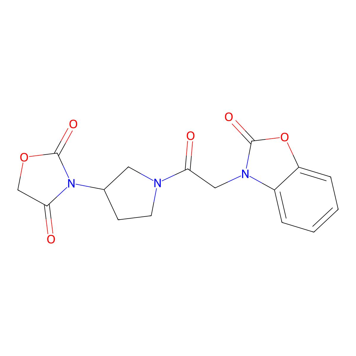 3-(1-(2-(2-oxobenzo[d]oxazol-3(2H)-yl)acetyl)pyrrolidin-3-yl)oxazolidine-2,4-dione molecular structure, CAS 2034383-43-0