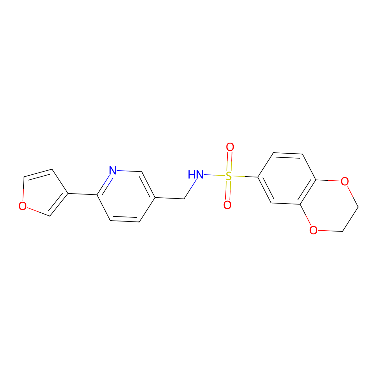 N-((6-(furan-3-yl)pyridin-3-yl)methyl)-2,3-dihydrobenzo[b][1,4]dioxine-6-sulfonamide molecular structure, CAS 2034383-46-3