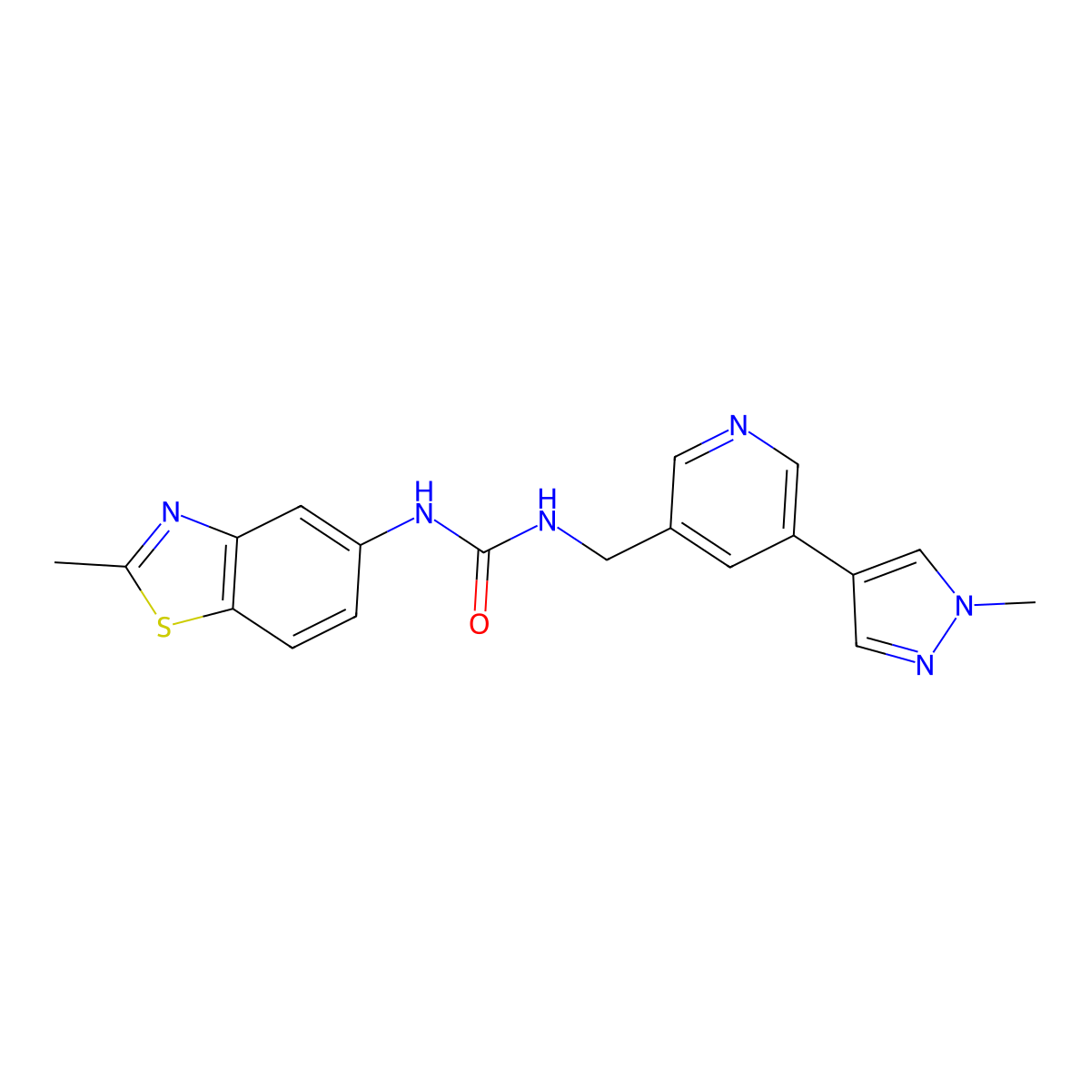 1-((5-(1-methyl-1H-pyrazol-4-yl)pyridin-3-yl)methyl)-3-(2-methylbenzo[d]thiazol-5-yl)urea molecular structure, CAS 2034383-52-1
