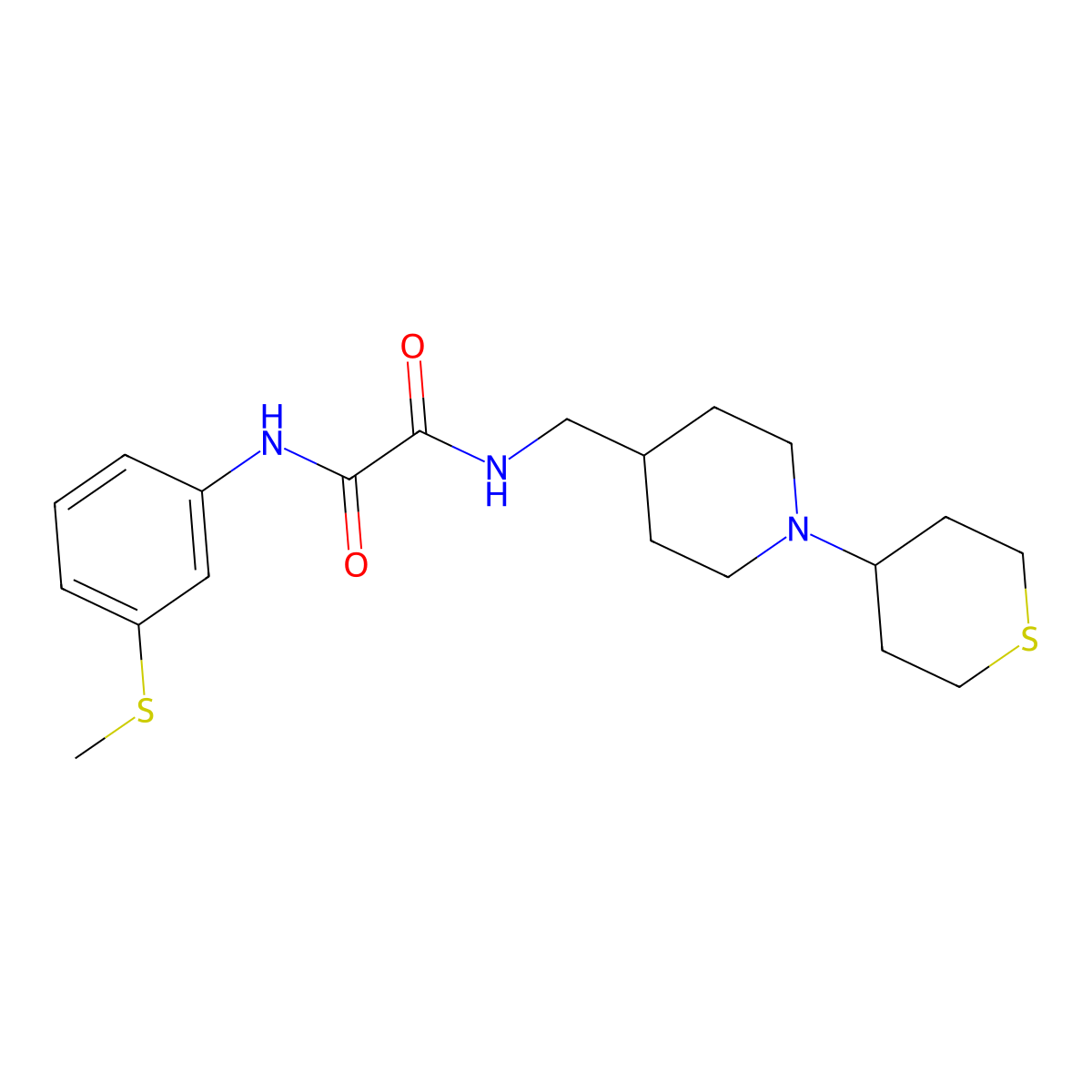 N1-(3-(methylthio)phenyl)-N2-((1-(tetrahydro-2H-thiopyran-4-yl)piperidin-4-yl)methyl)oxalamide molecular structure, CAS 2034383-55-4