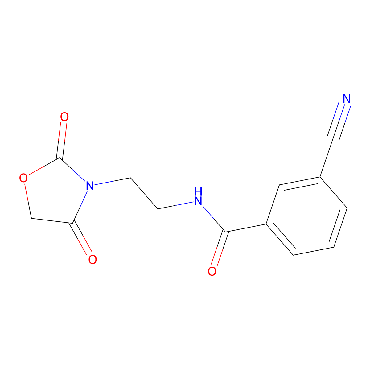 3-cyano-N-(2-(2,4-dioxooxazolidin-3-yl)ethyl)benzamide molecular structure, CAS 2034383-71-4