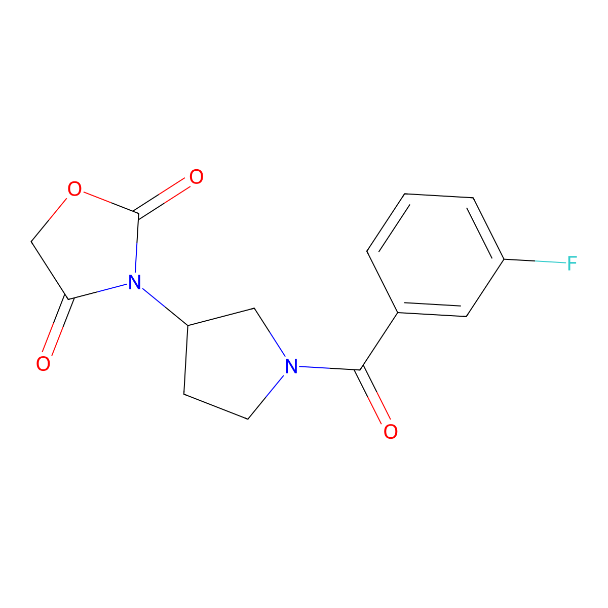 3-(1-(3-Fluorobenzoyl)pyrrolidin-3-yl)oxazolidine-2,4-dione molecular structure, CAS 2034383-78-1
