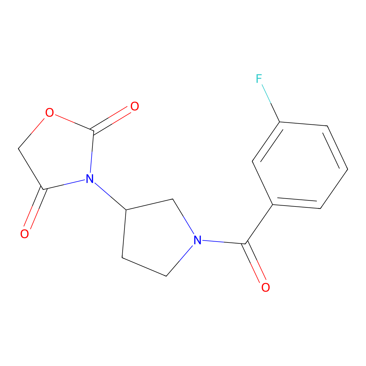 3-(1-(3-Fluorobenzoyl)pyrrolidin-3-yl)oxazolidine-2,4-dione molecular structure, CAS 2034383-78-1